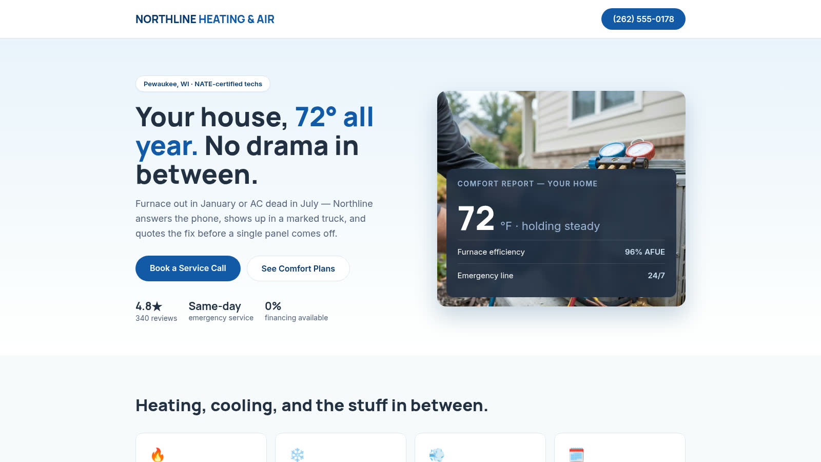 Sample build — Northline Heating & Air, an HVAC company website