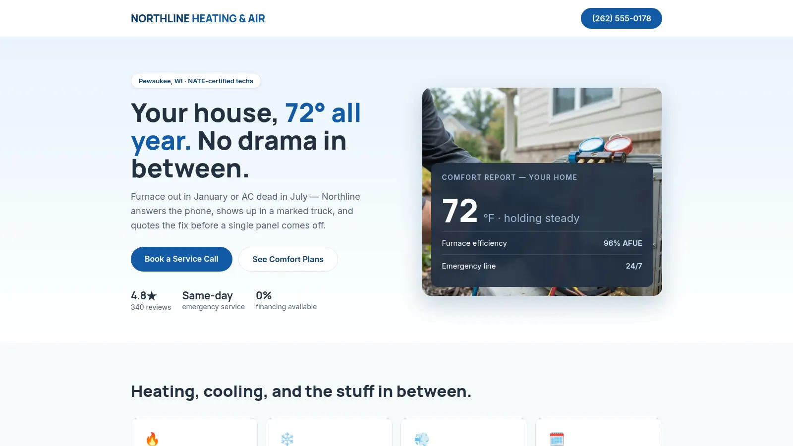 Sample build: Northline Heating & Air, an HVAC company website